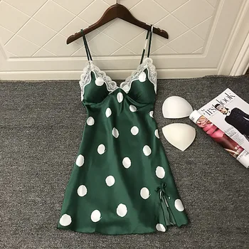Nightwear Sexy Lace Nightdress Woman Camisole V Lead Night Skirt Imitate Real Silk Thin Section With Pad Pijamas Suit Homewear
Nightwear Sexy Lace Nightdress Woman Camisole V Lead Night Skirt Imitate Real Silk Thin Section With Pad Pijamas Suit Homewear