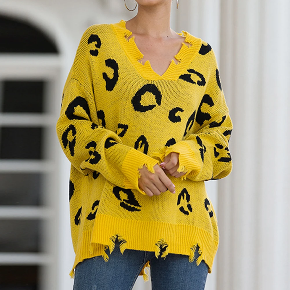 Winter 2020 Leopard Print Long Pullovers Sweaters For Women Boho Loose Jumper Pull Femme Long Sleeve Knitted Sweater
Winter 2020 Leopard Print Long Pullovers Sweaters For Women Boho Loose Jumper Pull Femme Long Sleeve Knitted Sweater