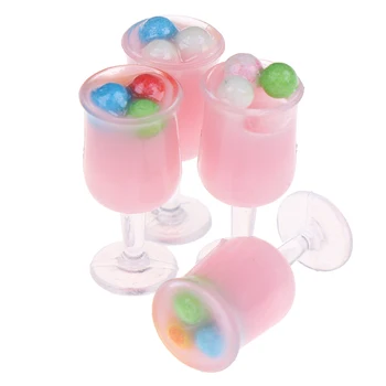 

4pcs Mini Milkshake Ice Cream Lemon Milk Fruit Tea Water Cup Strawberry Banana Miniature Dollhouse Accessories Cups Kitchen Toys