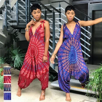 Bohemian Print Lace Up Fashion Rompers Plus Size Women Jumpsuit Summer Beach Sexy African Outfits Clothing Indian Dance Costumes
Bohemian Print Lace Up Fashion Rompers Plus Size Women Jumpsuit Summer Beach Sexy African Outfits Clothing Indian Dance Costumes