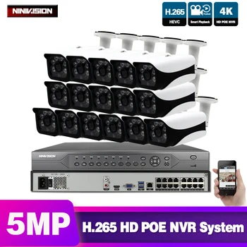 

H.265 16CH 5MP 8CH 4K POE NVR CCTV System 5MP 4MP 3MP 1080P Audio Record NVR Outdoor POE IP Camera P2P Video Surveillance Kit