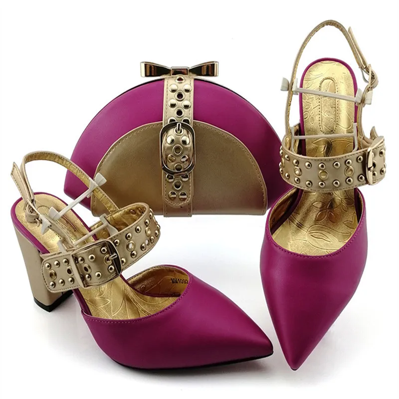 Summer Rivet Decoration Sandals Shoes And Bag Set Latest Style Woman High Heels 9CM Shoes And Bags Set For Party Dress
Summer Rivet Decoration Sandals Shoes And Bag Set Latest Style Woman High Heels 9CM Shoes And Bags Set For Party Dress