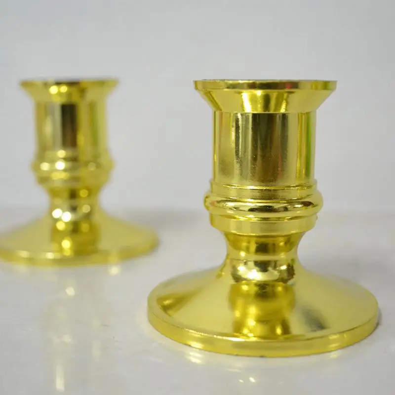 

2pcs Plastic Gold Plated Candle Base Holder Pillar Candlestick Stand For Electronic Candles Tapers Christmas Party Decor Q1FD