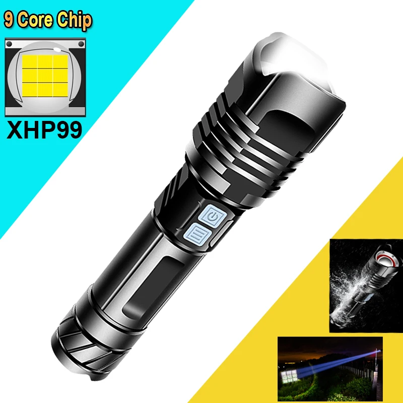 XHP99 Most Bright LED Flashlight With smart chip Waterproof With bottom safety hammer XHP50 Flash light 26650 Battery Camping
XHP99 Most Bright LED Flashlight With smart chip Waterproof With bottom safety hammer XHP50 Flash light 26650 Battery Camping