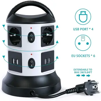 Smart Socket Outlet 4 USB Charging Ports 6 Socket Tower Surge Protection Short Circuit Protection Socket For Office Home Travel
Smart Socket Outlet 4 USB Charging Ports 6 Socket Tower Surge Protection Short Circuit Protection Socket For Office Home Travel