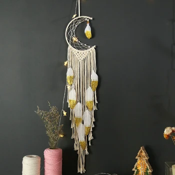 Nordic Moon Macrame Gold Feather Dream Catcher Boho Room Decor Room Decoration Macrame Wall Hanging Kids Room Gifts
Nordic Moon Macrame Gold Feather Dream Catcher Boho Room Decor Room Decoration Macrame Wall Hanging Kids Room Gifts