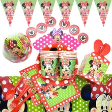 Minnie Mouse Decorações Do Partido Pratos De Papel Guardanapos palhas fontes do partido do Chuveiro Do Bebê Decorações Da Festa de Aniversário Para as meninas(China)
