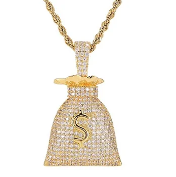 AAAA ZIRCON INLAID HIP-HOP EURO-AMERICAN MONEY BAG dollar sign high-quality pendant necklace neutral copper jewelry hip hip univ
AAAA ZIRCON INLAID HIP-HOP EURO-AMERICAN MONEY BAG dollar sign high-quality pendant necklace neutral copper jewelry hip hip univ