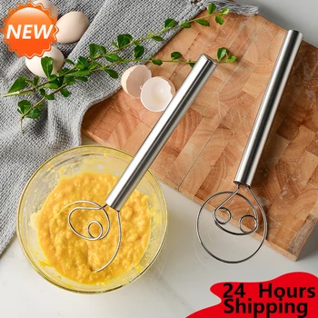 Kitchen Stainless Steel Pipe Handle Flour Coil Mixer Manual Whisk Manual Mixer Food Grade Stainless Steel Durable Mixer Kitchen 
Kitchen Stainless Steel Pipe Handle Flour Coil Mixer Manual Whisk Manual Mixer Food Grade Stainless Steel Durable Mixer Kitchen