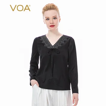 Voa Silk Jacquard 19mm Black Striped V-neck Lace Diamond Decals Breathable Stretch Long-sleeved T-shirt Be123 Tshirt Harajuku
Voa Silk Jacquard 19mm Black Striped V-neck Lace Diamond Decals Breathable Stretch Long-sleeved T-shirt Be123 Tshirt Harajuku