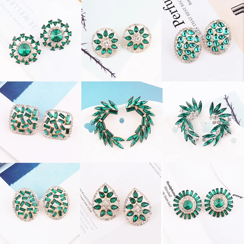 LUBOV 30 Kinds Crystal Green Stone Dangle Earrings Rhinestone Inlaid Geometric Silver Color Metal Dangle Earrings Women Jewelry
LUBOV 30 Kinds Crystal Green Stone Dangle Earrings Rhinestone Inlaid Geometric Silver Color Metal Dangle Earrings Women Jewelry