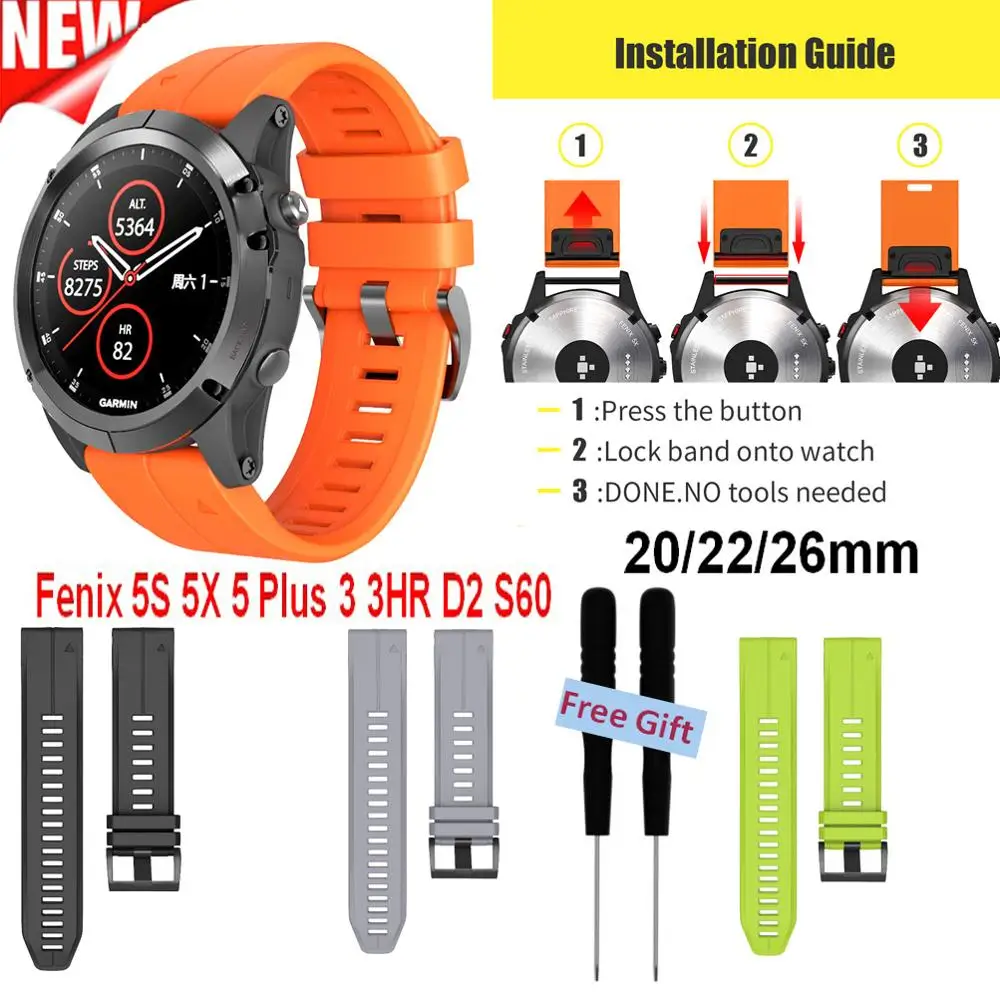 COMLYO Quick Release Watchband Strap for Garmin Fenix 5X 5 Plus 3 3HR D2 S60 Watch Bands Silicone Wrist for Garmin Fenix 5S Band
COMLYO Quick Release Watchband Strap for Garmin Fenix 5X 5 Plus 3 3HR D2 S60 Watch Bands Silicone Wrist for Garmin Fenix 5S Band