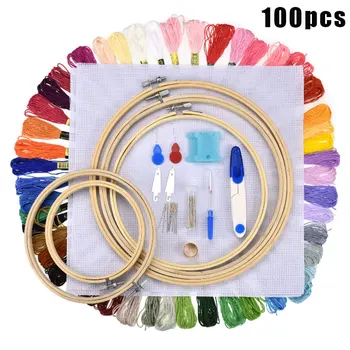 100 Skeins Threads Embroidery Beginners Kit for Cross Stich DIY Pattern Bamboo Embroidery Hoops QP2
100 Skeins Threads Embroidery Beginners Kit for Cross Stich DIY Pattern Bamboo Embroidery Hoops QP2