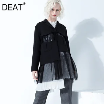 DEAT 2020 New Spring Lapel Long Sleeve Black Mesh Irregular Split Joint Hollow Out Loose Woolen Coat Women Parkas Fashion JO375
DEAT 2020 New Spring Lapel Long Sleeve Black Mesh Irregular Split Joint Hollow Out Loose Woolen Coat Women Parkas Fashion JO375