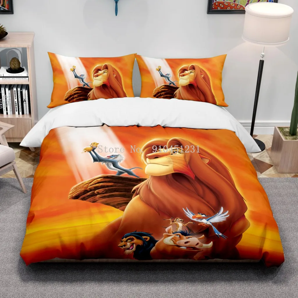 Cartoon Disney Lion King Simba Bedding Set Duvet Covers Pillowcases Bed Comforter Cover Baby Children Adult Boys Gift Bedclothes