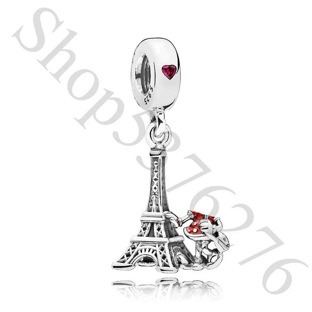 Real 925 Sterling Silver Bead Mouse And Eiffel Tower Pendant Charm Fit Fashion Women Pandora Bracelet Bangle Gift DIY Jewelry | Украшения и