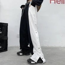 Korean Autumn Harajuku Casual Cargo Pants High Waist Belt Trouser Chain Overalls Loose Splicing Contrast Black White Slit Pants
Korean Autumn Harajuku Casual Cargo Pants High Waist Belt Trouser Chain Overalls Loose Splicing Contrast Black White Slit Pants