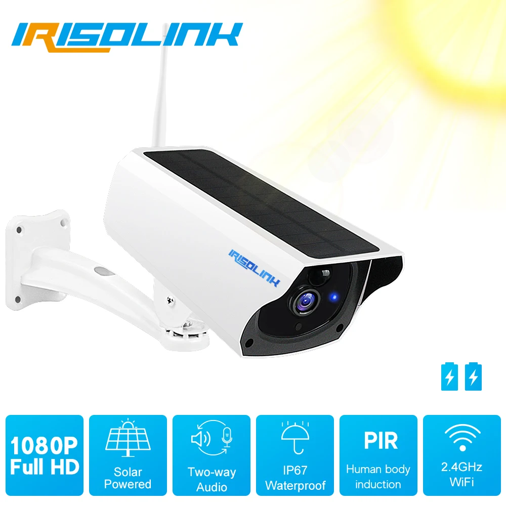 Irisolink IP Camera 1080P Solar Wifi Security CAM Wireless Outdoor IP67 Rechargeable Battery PIR Motion CCTV Surveillance Audio
Irisolink IP Camera 1080P Solar Wifi Security CAM Wireless Outdoor IP67 Rechargeable Battery PIR Motion CCTV Surveillance Audio