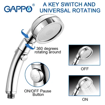 GAPPO 360 degree rotatable 3 Modes shower head with Water Control Button High-pressure water-saving Rain shower watering head 
GAPPO 360 degree rotatable 3 Modes shower head with Water Control Button High-pressure water-saving Rain shower watering head