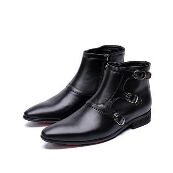 zip Genuine Three Leather Bullock ankle boots Fashion high-top falt dress shoes pointed toe Martin boots big size 46
zip Genuine Three Leather Bullock ankle boots Fashion high-top falt dress shoes pointed toe Martin boots big size 46