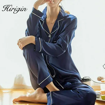 Women Silk Pajama Sets Satin Pyjama Sleepwear Long Sleeve Large Size Fashion Pajamas for girl Nightwear Suit Home New 2020
Women Silk Pajama Sets Satin Pyjama Sleepwear Long Sleeve Large Size Fashion Pajamas for girl Nightwear Suit Home New 2020