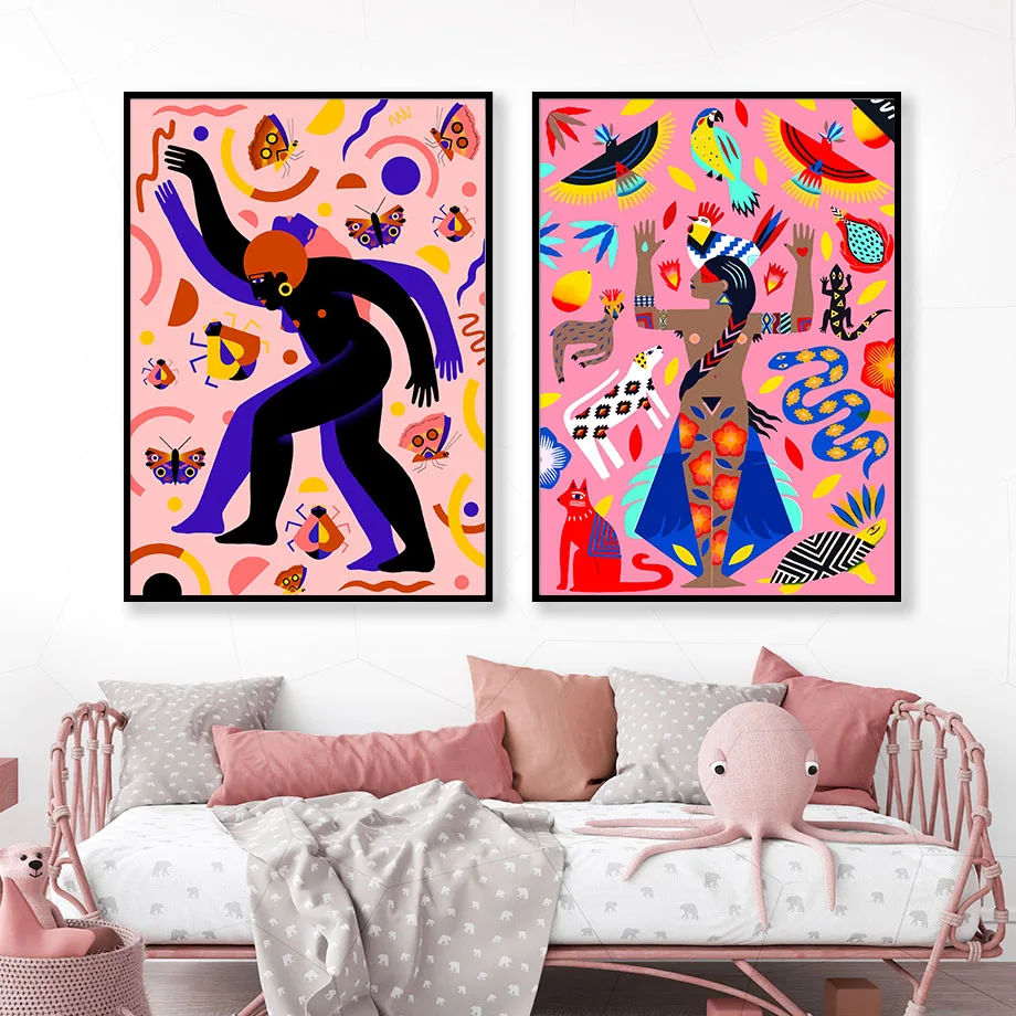 Vintage Abstract Lover Dancer Minimalist Wall Art Canvas Painting Nordic Posters And Prints Wall Pictures For Living Room Decor