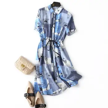 European and American women's wear 2020 summer new style Short sleeved lapel single breasted lace-up Fashion silk dress
European and American women's wear 2020 summer new style Short sleeved lapel single breasted lace-up Fashion silk dress