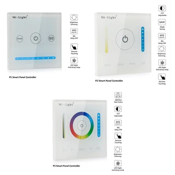 AC/DC 12V-24V 15A Mi Light P1 P2 P3 Glass Smart Touch Screen Panel Controller Dimming/CCT/RGB/RGBW/RGB+CCT LED Strip Wall light
AC/DC 12V-24V 15A Mi Light P1 P2 P3 Glass Smart Touch Screen Panel Controller Dimming/CCT/RGB/RGBW/RGB+CCT LED Strip Wall light