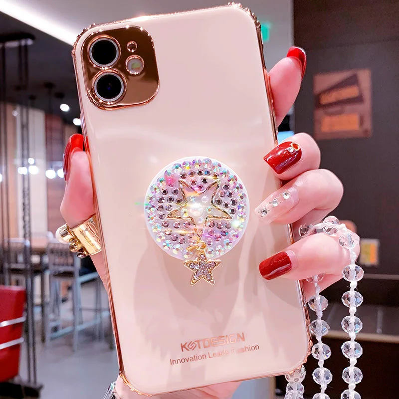 Luxury Rhinestone Bling Phone Cases For IPhone 12 mini 11 Pro Max XR XS Max 7 8 Plus SE2 Fashion 3in1 Cover + Bracket + Lanyard
Luxury Rhinestone Bling Phone Cases For IPhone 12 mini 11 Pro Max XR XS Max 7 8 Plus SE2 Fashion 3in1 Cover + Bracket + Lanyard