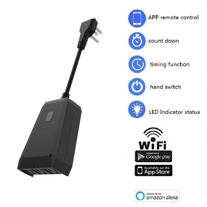 Wifi Power Strip 3AC US American Outlet Plug Outdoor Waterproof Smart Socket Remote Control Timer Voice Control Function
Wifi Power Strip 3AC US American Outlet Plug Outdoor Waterproof Smart Socket Remote Control Timer Voice Control Function