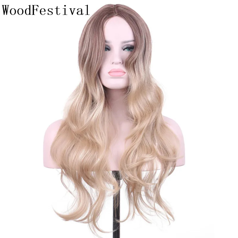WoodFestival Women Heat Resistant High Temperature Fiber Ombre Black Brown Grey Blonde Wig Wavy Long Synthetic Cosplay Wigs 
WoodFestival Women Heat Resistant High Temperature Fiber Ombre Black Brown Grey Blonde Wig Wavy Long Synthetic Cosplay Wigs
