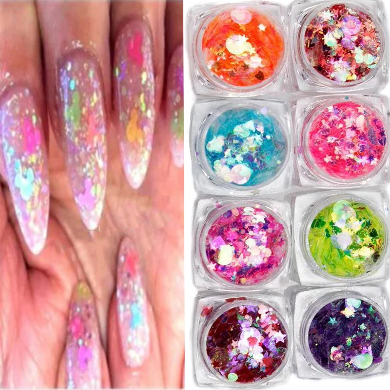 1 Set of 8 boxes Mermaid Star Heart Round Colorful Mixed Flakes Chunky Glitter Sticker Nail Art Glitter Sequin Flake Holographic
1 Set of 8 boxes Mermaid Star Heart Round Colorful Mixed Flakes Chunky Glitter Sticker Nail Art Glitter Sequin Flake Holographic