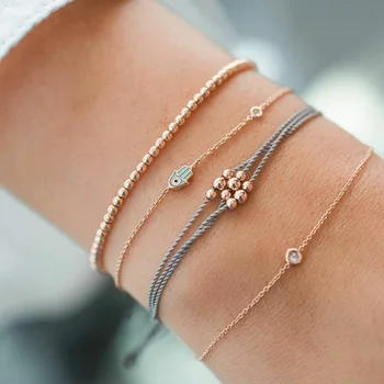 4PCS set Rose Gold Color Chain Hamsa Hand Pendant Charm Beads Bracelet Fashion Jewelry Birthday Gift
4PCS set Rose Gold Color Chain Hamsa Hand Pendant Charm Beads Bracelet Fashion Jewelry Birthday Gift