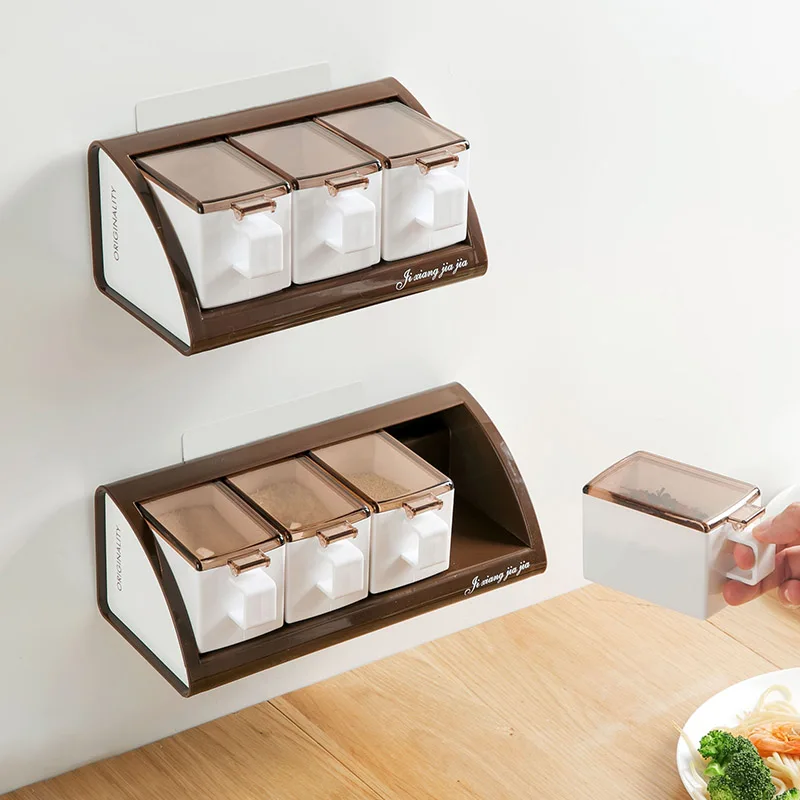 Perforation-free condiment box set with salt shelf household condiment tank receives box wall hanging condiment box
Perforation-free condiment box set with salt shelf household condiment tank receives box wall hanging condiment box