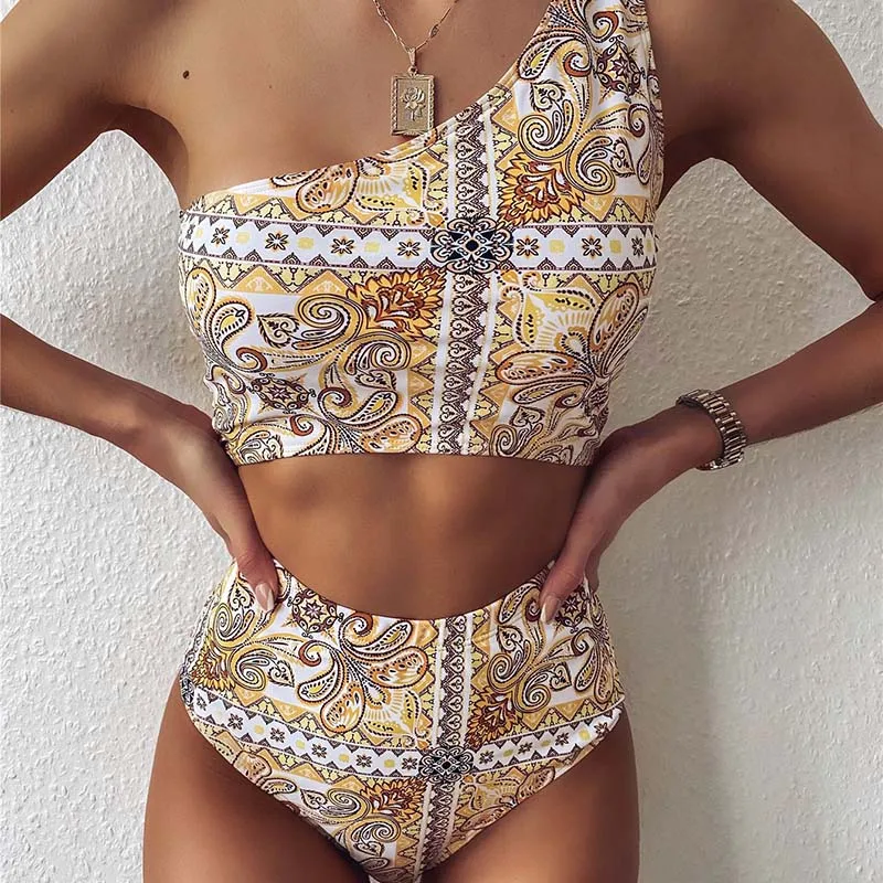 One Shoulder Swimwear Women Print Bikini Mujer 2020 High Waist Brazilian Swimsuit Female Two Pieces Retro Swim Bathing Suit New
One Shoulder Swimwear Women Print Bikini Mujer 2020 High Waist Brazilian Swimsuit Female Two Pieces Retro Swim Bathing Suit New