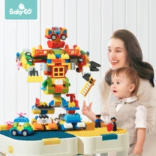 Babygo 89 pçs tamanho grande bloco de construção define pirata aventura compatível legoinglys duploed corrida run bloco brinquedo para crianças(China)