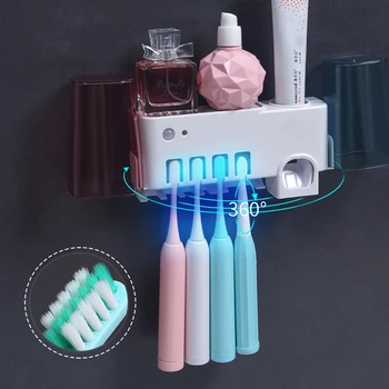 UV Light Toothbrush Sterilizer Holder Toothpaste Dispenser Automatic Toothpaste Holder Disinfection Ultraviolet UVC Light