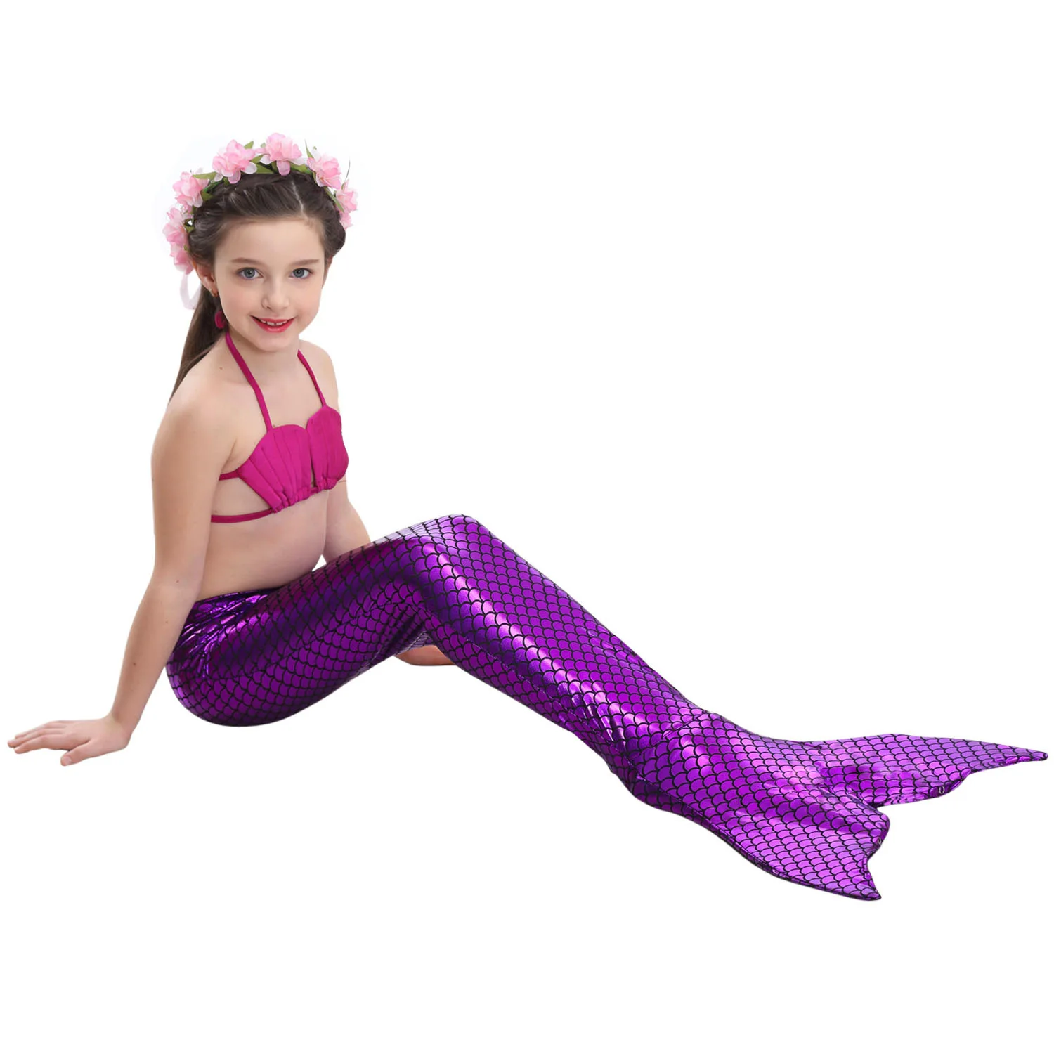 Купальник для девочек с маленьким хвостом Русалочки детский купальный костюм