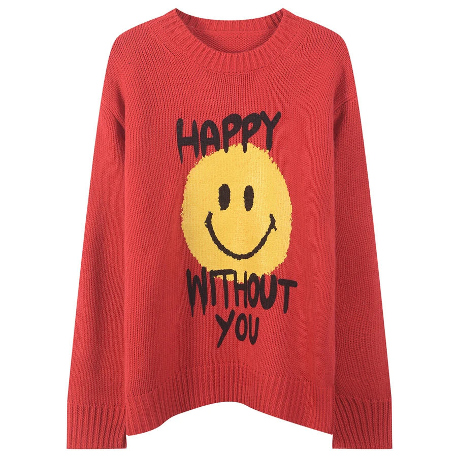 2019 Autumn Winter Lazy Style Women Sweater Smile and Letter Pattern Print Sweet Sweater Pullover Knitting Fashion Sweater
2019 Autumn Winter Lazy Style Women Sweater Smile and Letter Pattern Print Sweet Sweater Pullover Knitting Fashion Sweater