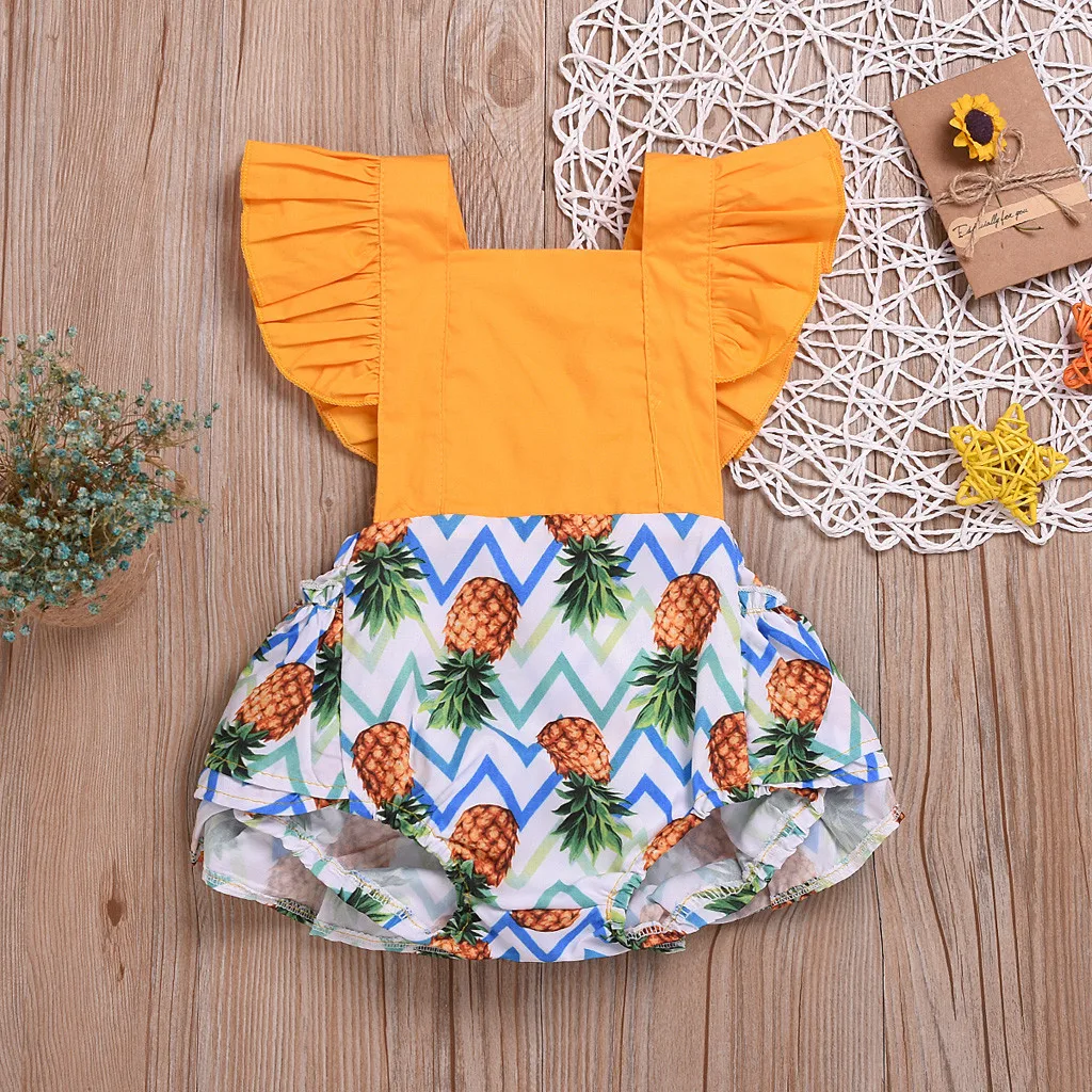 Hot Sale New 2019 summer girl dress cute Baby romper 0-2Y Children's Flying Sleeve Frilled Pineapple Printed Harness Jumpsuit
Hot Sale New 2019 summer girl dress cute Baby romper 0-2Y Children's Flying Sleeve Frilled Pineapple Printed Harness Jumpsuit