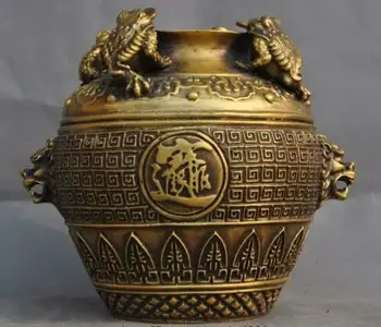 8" China pure Bronze fengshui Spittor Dragon Head statue Tanks Crock pot jug jar
8" China pure Bronze fengshui Spittor Dragon Head statue Tanks Crock pot jug jar