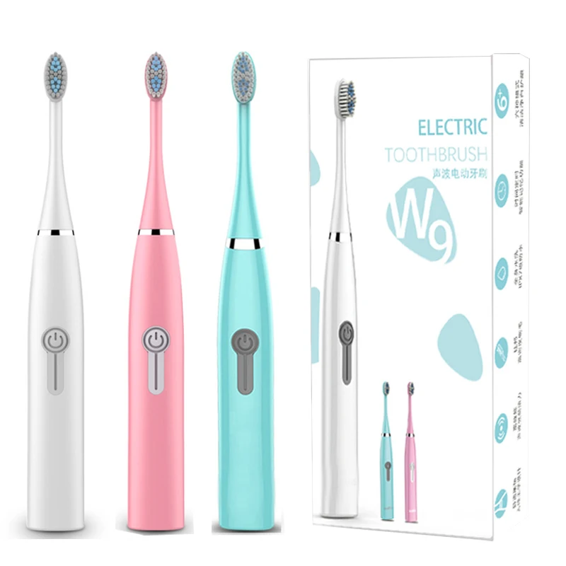 Electric Toothbrush Automatic Tooth Brush Auto Ultrasonic Toothbrush 9 Replacement Toothbrush Heads Wave Teeth Whitening Brush