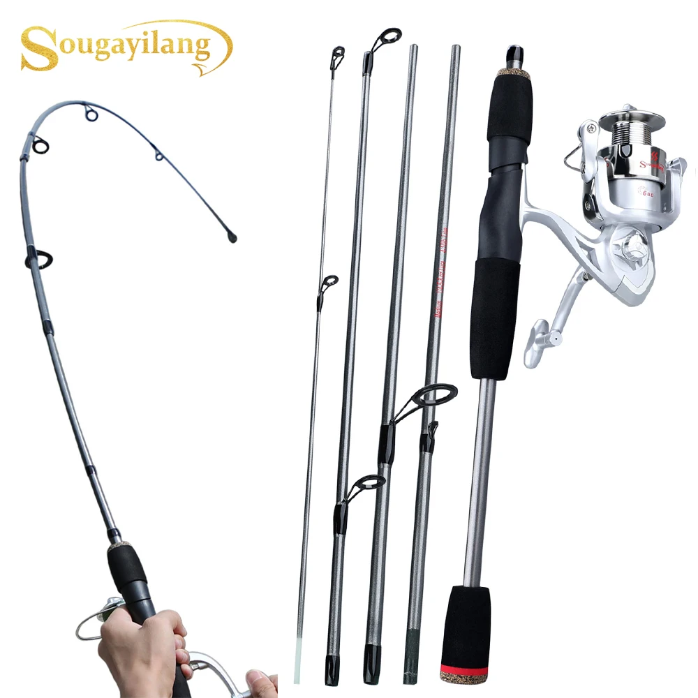 

Sougayilang 5 Section Fishing Rod and Reel Combos Portable Telescopic Fishing Pole Spinning Reels Saltwater Freshwater Fishing