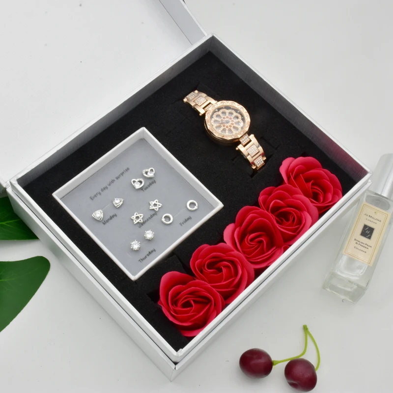 High Quality Women Watch Set 360 Degree Rotation Watch Fashion 925 Sterling Silver Needle Earring With Rose Gift Box Women Gifts
High Quality Women Watch Set 360 Degree Rotation Watch Fashion 925 Sterling Silver Needle Earring With Rose Gift Box Women Gifts