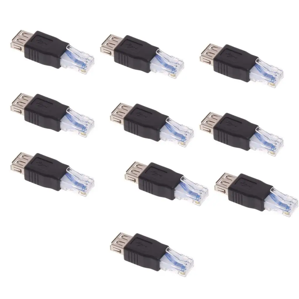 10 Pieces RJ45 Male To USB Female LAN Network Socket Plug Adapters Converters 10 Pieces RJ45 Male To USB Female LAN Network Socket Plug Adapters Converters
