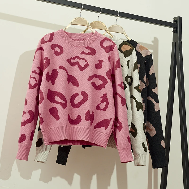 Womens Knit Pullovers Leopard Sweater O Neck Loose Fall Sweaters Fashion Leopard-print Jumpers
Womens Knit Pullovers Leopard Sweater O Neck Loose Fall Sweaters Fashion Leopard-print Jumpers