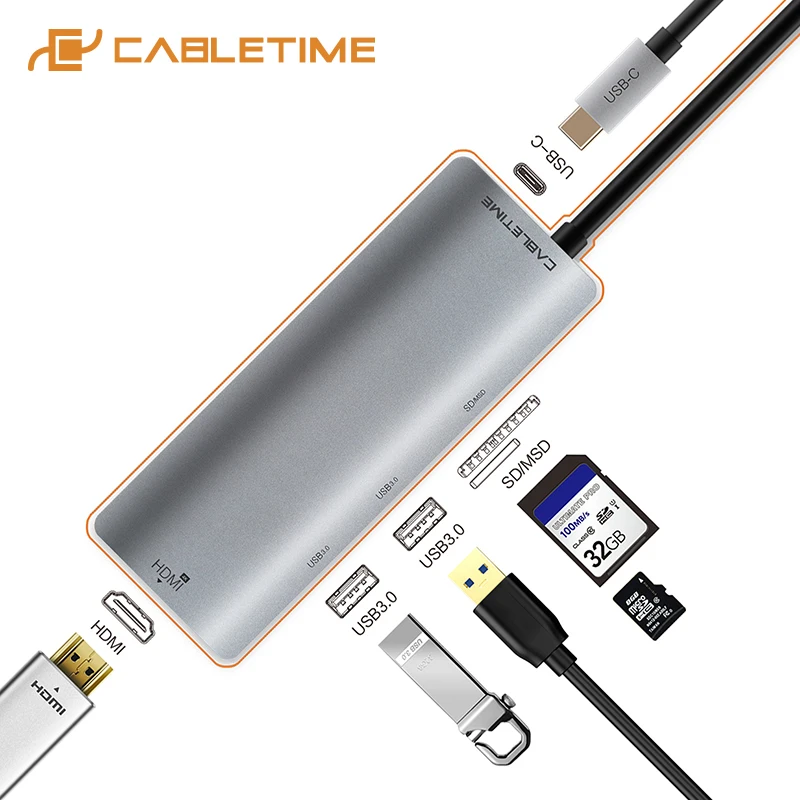 CABLETIME USB C HUB Type C to USB 3.0 HDMI 4K SD&Micro SD Card Reader 6 in 1 USB-C Charge For Galaxy S8/S9 PC MacBook Pro C040
CABLETIME USB C HUB Type C to USB 3.0 HDMI 4K SD&Micro SD Card Reader 6 in 1 USB-C Charge For Galaxy S8/S9 PC MacBook Pro C040