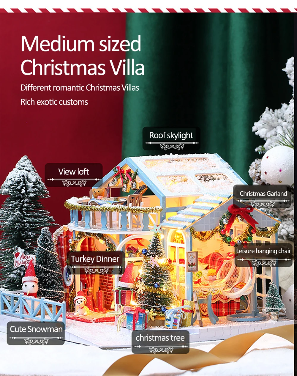 Diy Dollhouse Miniature Kit Building Model Christmas House Birthday Gift Toys For Children Wooden Doll House Furniture For Adult Diy Dollhouse Miniature Kit Building Model Christmas House Birthday Gift Toys For Children Wooden Doll House Furniture For Adult