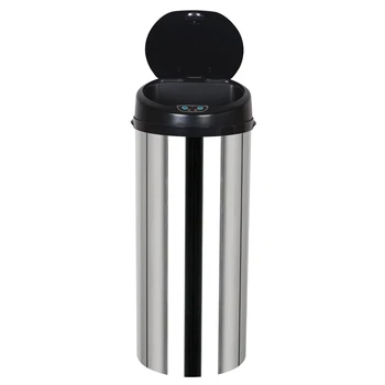 Round Inductive Touchless Full-automatic Fingerprint-resistant Garbage Trash Can Silver- 50L 
Round Inductive Touchless Full-automatic Fingerprint-resistant Garbage Trash Can Silver- 50L