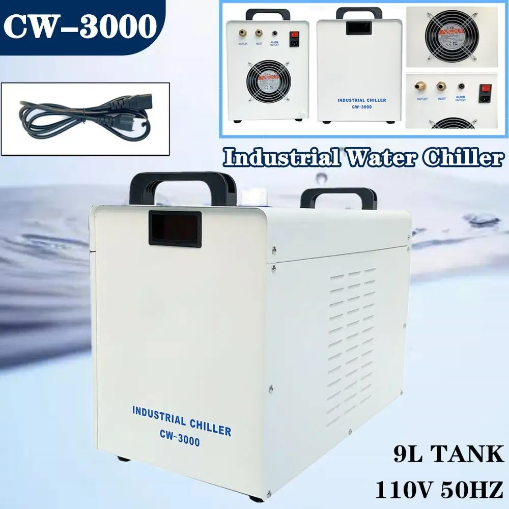 110V CW-3000 Industrial Water Chiller Thermal lysis Type Capacity Cooler For CNC/CO2 Laser Engraver Machine
110V CW-3000 Industrial Water Chiller Thermal lysis Type Capacity Cooler For CNC/CO2 Laser Engraver Machine